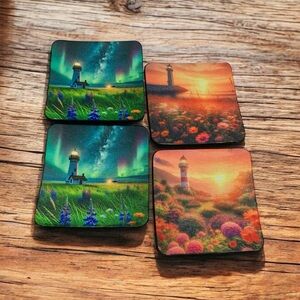 Colorful Lighthouse Coasters Set